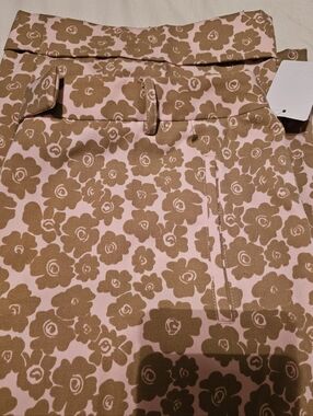 metrostyle Pink Floral Print A-Line Cuffed Pants